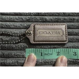 Coach Metallic Gray 2.5” Leather Fob Hang tag Charm Keychain authentic
